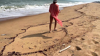 A Busty Blonde Is Walking and Sunbathing Naked