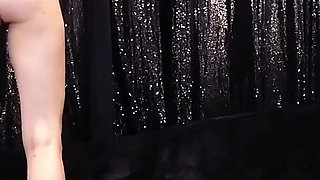 Rebecca Diamante Try on Blue Bodysuit and Black Latex Gloves Ita