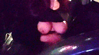 Italian Big Tits MILF Artemisia Love Flashing Her Tits While Driving Around at Night