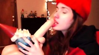 Gnome Blowjob Funny Cam Model's Sex Toy Stunt
