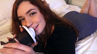 Curly Blonde Teen Records Solo Dildo Masturbation