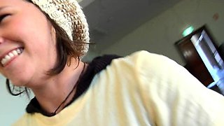 Public amateur fucked outdoors before cumshot