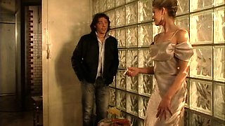 Blonde girls does handjob and blowjob