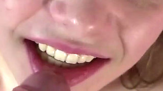 Cheerleader wants pics ends up licking cum off plate