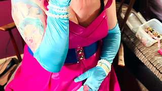 It's A Sin! Tina Snua In Leather & Satin Gloves Smokes A Cork Cigarette - OMI OME Snap Inhales Drifting Smoke Smoker