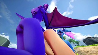 Getting spit roasted by futa monster chicks in wild animation