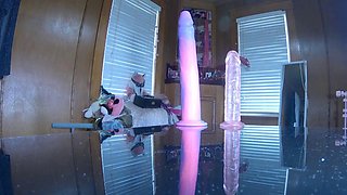 First Time with New BBC Sized Dildo Makes Daphne Moan and Dribble Her Cum Everywhere