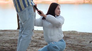 Risky Blowjob On The Beach With Skye Wood