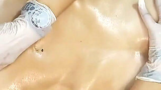 Latex Gloves Touching My Oiled Body