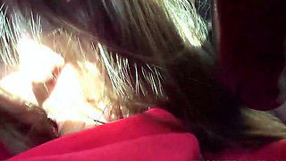 MILF plays with cock in the car