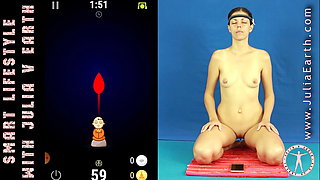 Nude Julia V Earth trains own psychic with neuro device.