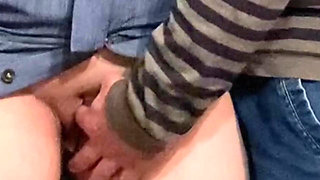 Dirty Hobby! Old Man Fingering Perfect Pussy in Public