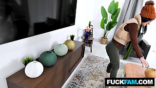 Petite Nerd in Glasses Binds Tiny Ass for Rough Pounding