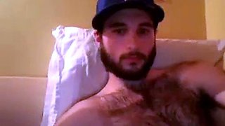 Hairy Stud Shoots Cum All Over Himself