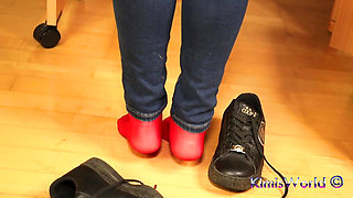 Red Stockings, Sneakers & Dangling Tease
