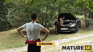 Mature4k. mature whore Texas Patti is hardcore on top of her car in front of her spouse