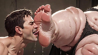 Giant SSBBW Dominates Slave with Foot Licking - Big Feet Worship