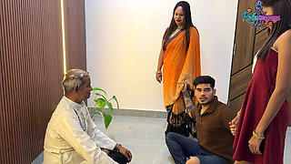 Lover Baba Made the Boy Happy by Giving Him Two Girls and Both of Them Had Sexual Relations with Each Other