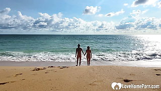 Enjoying the beach in the nude with hubby