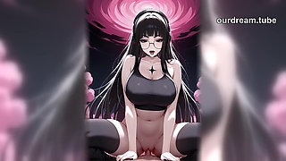 Asian Goth Hentai Girl With Big Tits Takes It All (AI)
