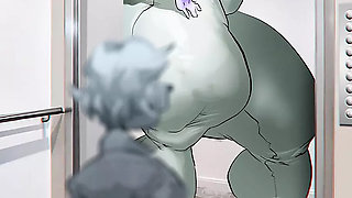 Giantess widowmaker crushes puny guy in elevator with her body and gigantic muscles & chest