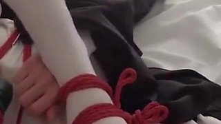 Mz17 - a White-stockinged Nun Bound by a Red Rope, a Nautical Restraint