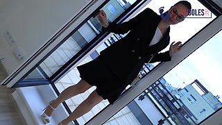 Paying Your Commission with Her Sexy Feet and Pantyhose