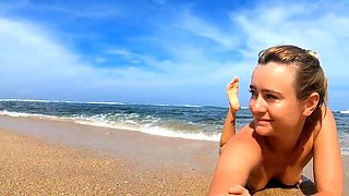 Blonde Babe's Naked Swim in the Ocean