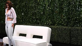 Amateur Jasmin stripping panties and masturbating