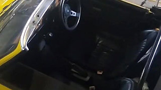 Behind the scenes vintage car