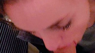 Hot POV homemade blowjob with brunette girlfriend