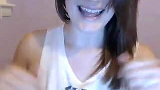 Sexy brunette slut stripteasing and seducing for fun on webcam