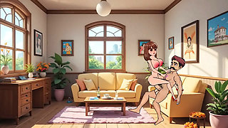 24 Year Old Girl Gets Hard Fucked by 36 Year Old Man in Living Room - Cartoon Animation