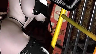 Asian Girl with Latex Hard Sex in the Dungeon