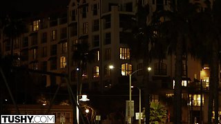 TUSHY Hot Hotel Maid Gets Ass Dominated By A Power Couple