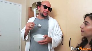 Dirty Household: Daddy J Mac's Morning Delight with Blowjob and Breakfast, Followed by Stepmom Rachael Cavalli Joining In