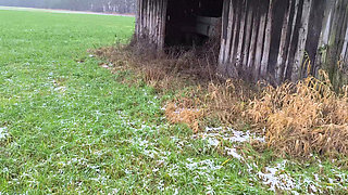 Naked in the shed while it snows