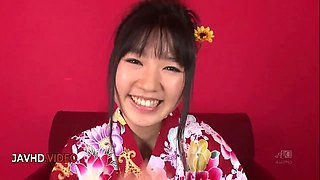 Chiharus passionate JAV performance includes a Japan blowjob then kimono fuck