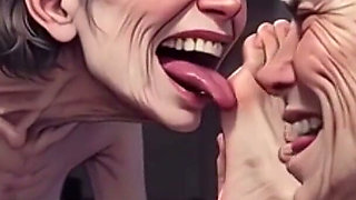 Two Ugly 90 Year Old Grannies Foot Fetish - Licking & Moaning in Pleasure