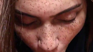 A Blowjob and Footjob of a Perfect Natural Redhead Girl