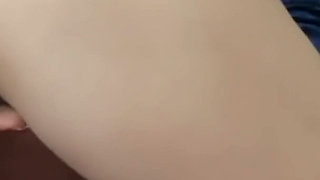 Brunette in a Blue Bikini with a Pink Vibrator - Solo on the Red Bed