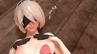 Nier: Automata's 2B in a raunchy animated fuck-a-thon game session