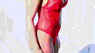 ThisIsGlamour Ashley Emma In A Sexy Red Bodysuit LEWD