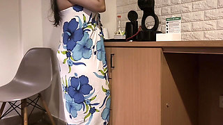 Balinese girl who gets aroused when she is alone at home cooking in the kitchen