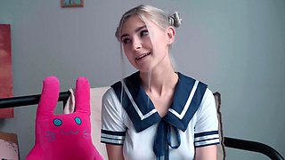 Kawaii schoolgirl gets creampie and facial - Eva Elfie