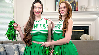 Super-fucking-hot nubile cheerleaders girl-on-girl rectal hook-up