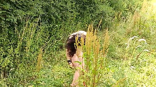 Nude Arabian Beauty Dances Seductively in Open Field Then Fingers Her Wet Pussy