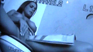 Masturbating Busty. Brunette Has Gloryhole Experience