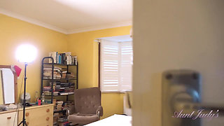 Auntjudys - Your Skinny Mature GILF Landlady Granny Jacy Finds Your Panty Stash