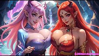 2. Movie, the Queen Ask 2 Girls for Kiss and Bouncing Breast, Ai Animation